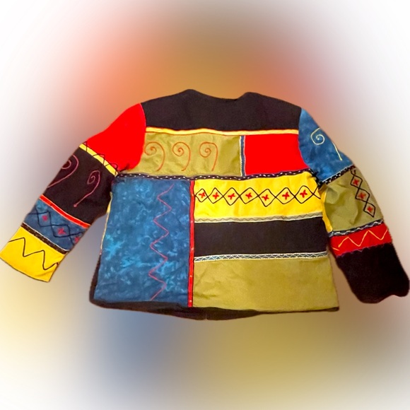 Vibrant, vintage XL Patchwork Art Jacket - Picture 4 of 8